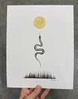 Slither - Art Print - hand embellished print - Print to Order