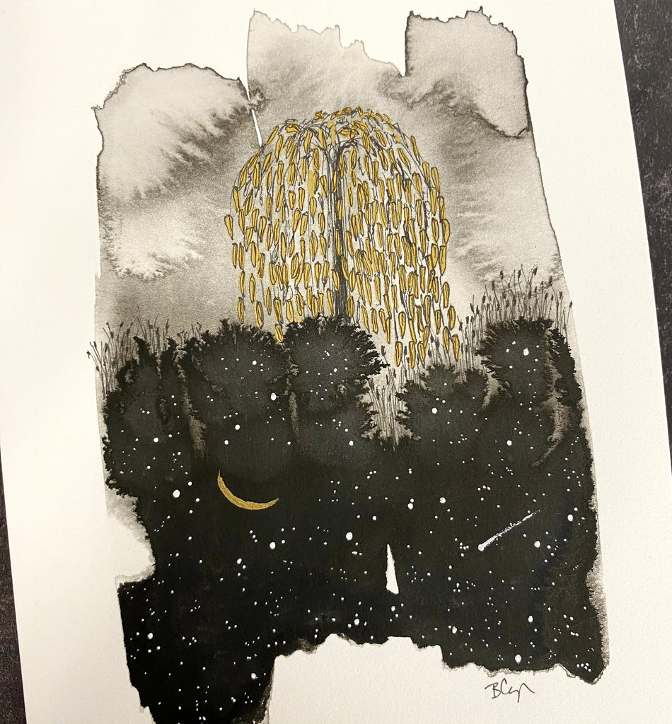 Beauty in the Upside Down 53 - Willow Tree - Original Drawing - 4”x6”