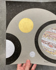 Jupiter in Aries, Mercury, sun and moon - Grey and Gold Collection
