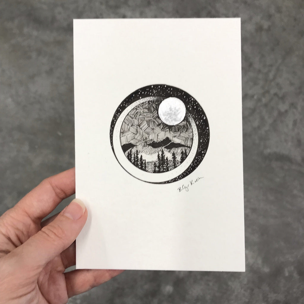 42/100 - Postcard Experiment - Original Drawing - 4" x 6" - Beth Cyr Handmade Jewelry