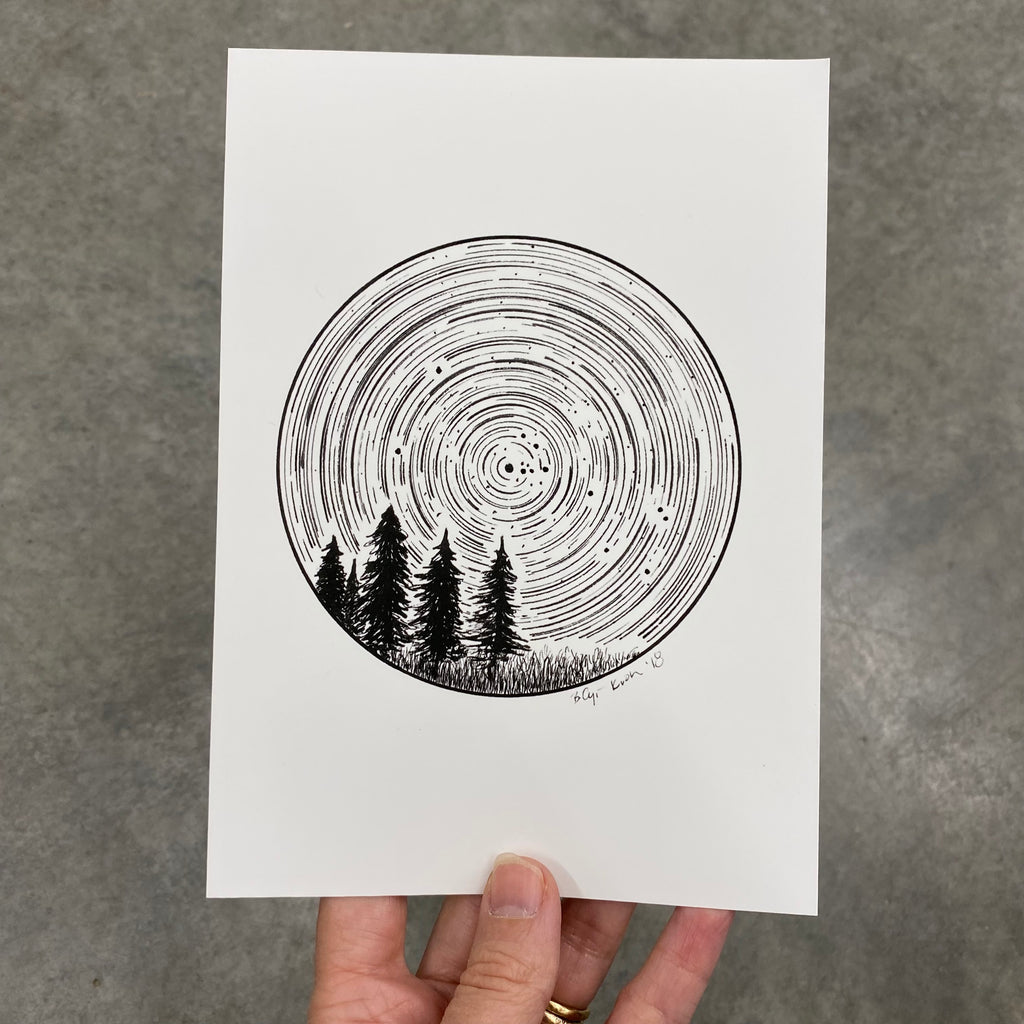 Taurus Constellation Star Trail Drawing #3 - Pen and Ink Drawing Print