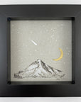 Shooting Star, Mt. Hood, Moon and little Orion - Grey and Gold Collection