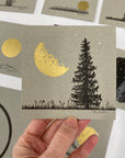 Half Moon, Large Tree on a Summer Night - Grey and Gold Collection