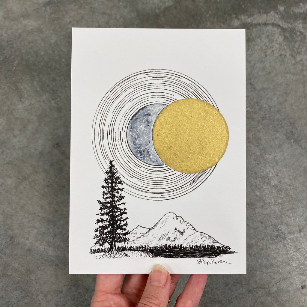 Eclipsing Sun and Moon - Original Drawing - 5" x 7"