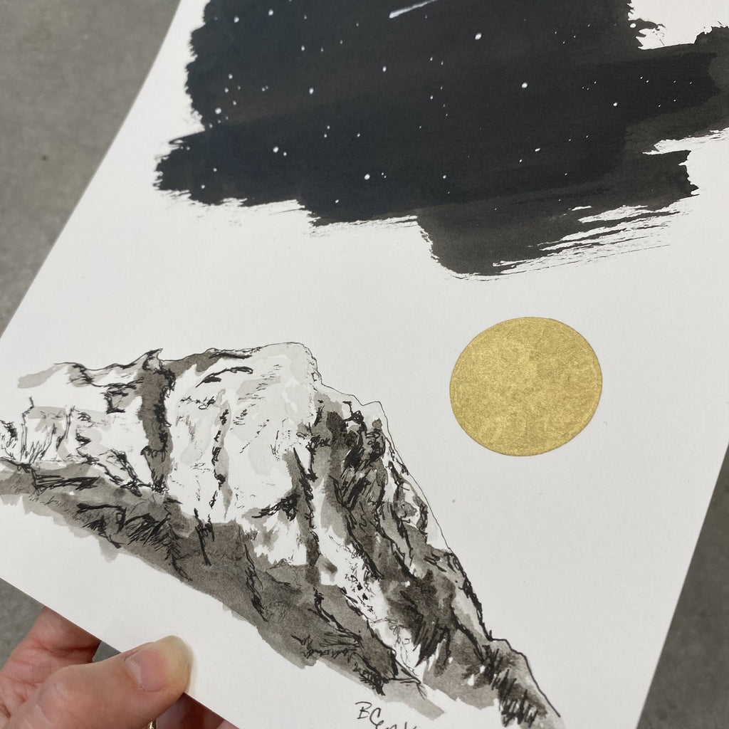 Crystal (Crystal Mountain) - Original Art - Inktober 2021 - Day 1 - pen and ink drawing
