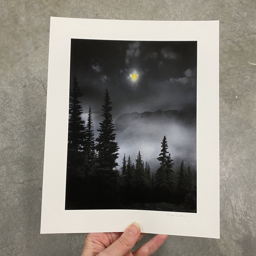 Winter Night Sky 33 - Mystical forest, mountain and moon - Photo Composite Print 4- Print to Order