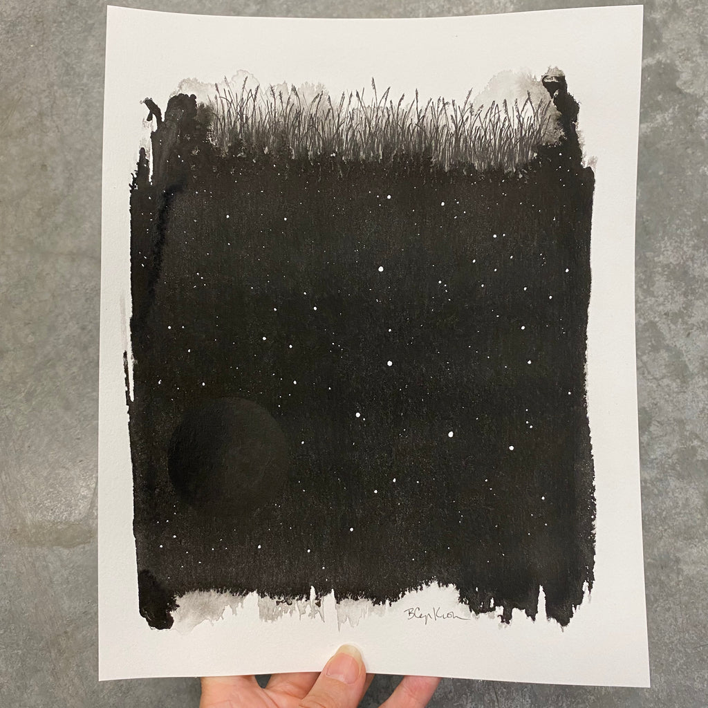 Beauty in the Upside Down 45 - New Moon in Cancer - Original Drawing - 8”x10”