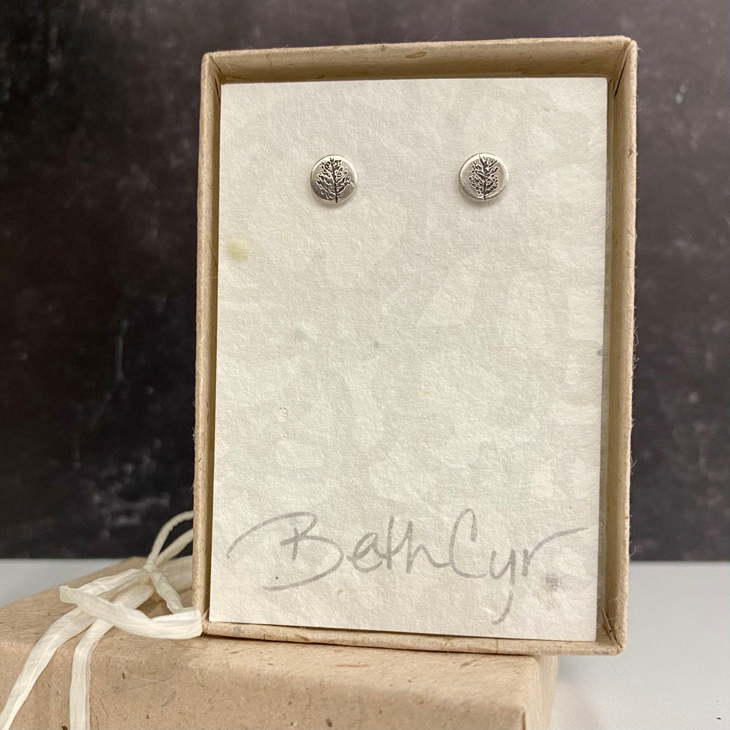 Tiny Tree Post Earrings - Extra Small - Full Deciduous Tree - Sterling Silver - Ready to Ship
