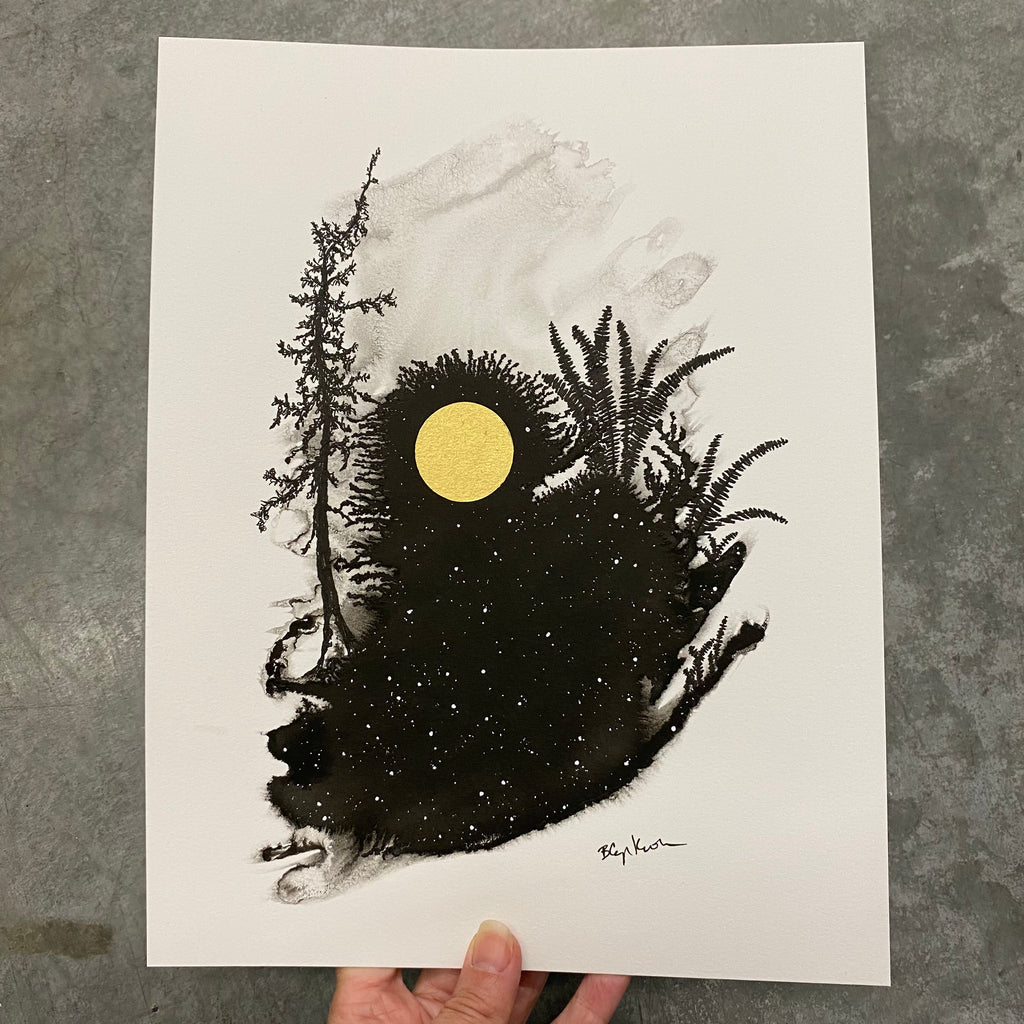 Beauty in the Upside Down 48 - A winding tree and ferns - Original Drawing - 8.5”x11”