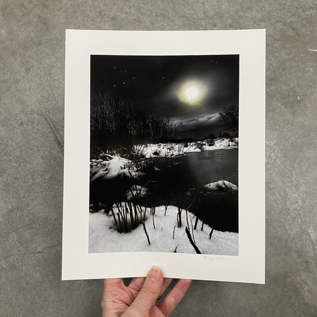 Winter Night Sky 31 - Winter lake - Photo Composite Print 2 - Print to Order