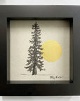 Single Large Tree and Full Moon - Grey and Gold Collection