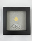 Mt. Baker Inspired Snowy Mountain and Moon with Little Dipper - Grey and Gold Collection