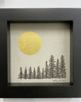 Tree line and Full Moon - Grey and Gold Collection