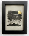 Dark and Cloudy Starry Night with Columba (Dove) Constellation and Mountain Silhouette - Grey and Gold Collection