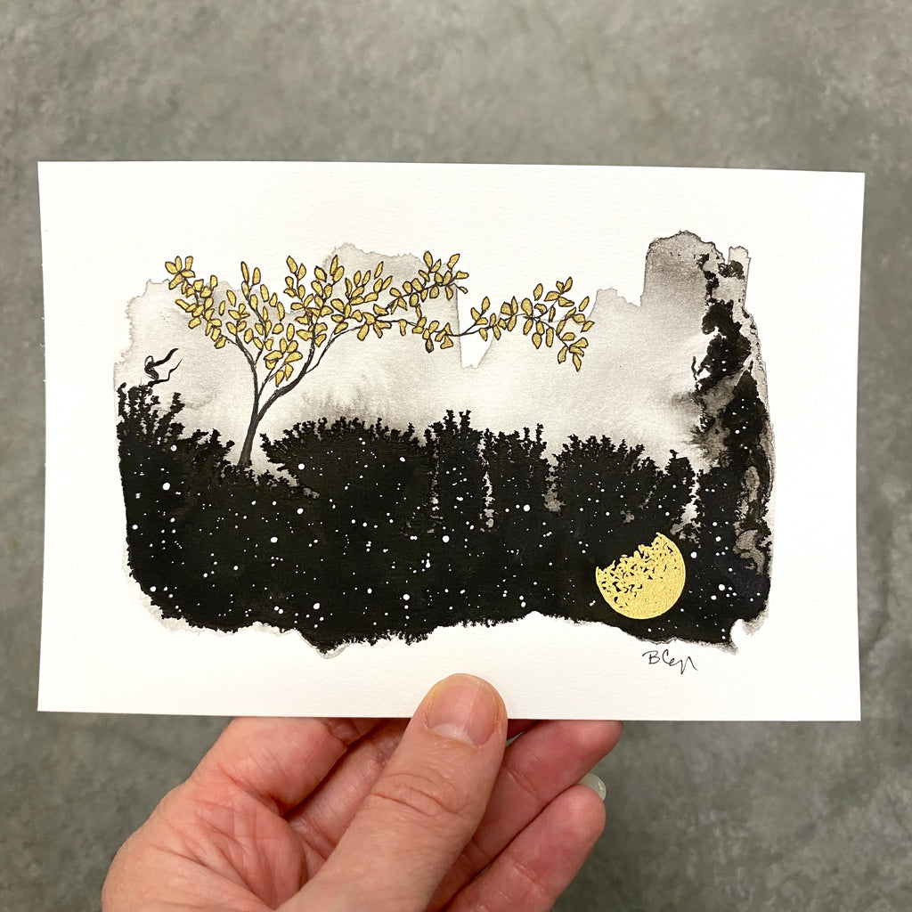Beauty in the Upside Down 51 - Reaching Tree - Original Drawing - 4”x6”