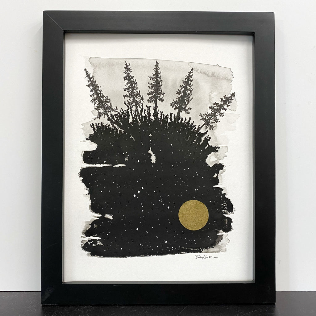 Beauty in the Upside Down 49 - Tree Fan and Orion - Original Drawing - 8.5”x11”