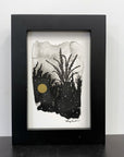 Beauty in the Upside Down 31 - Single Fern and little Full Moon - Original Drawing - 4”x6”