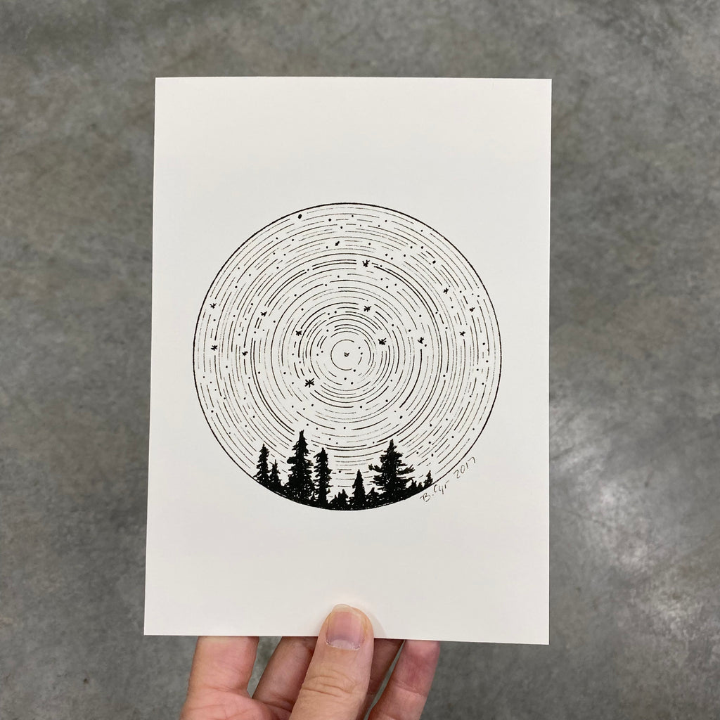 Virgo - Star Trails - Zodiac Constellations - Pen and Ink Drawing Print