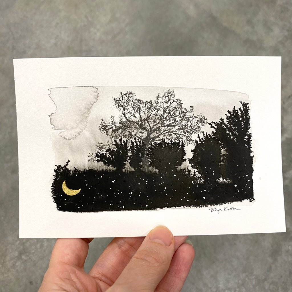 Beauty in the Upside Down 54 - Oak Tree - Original Drawing - 4”x6”