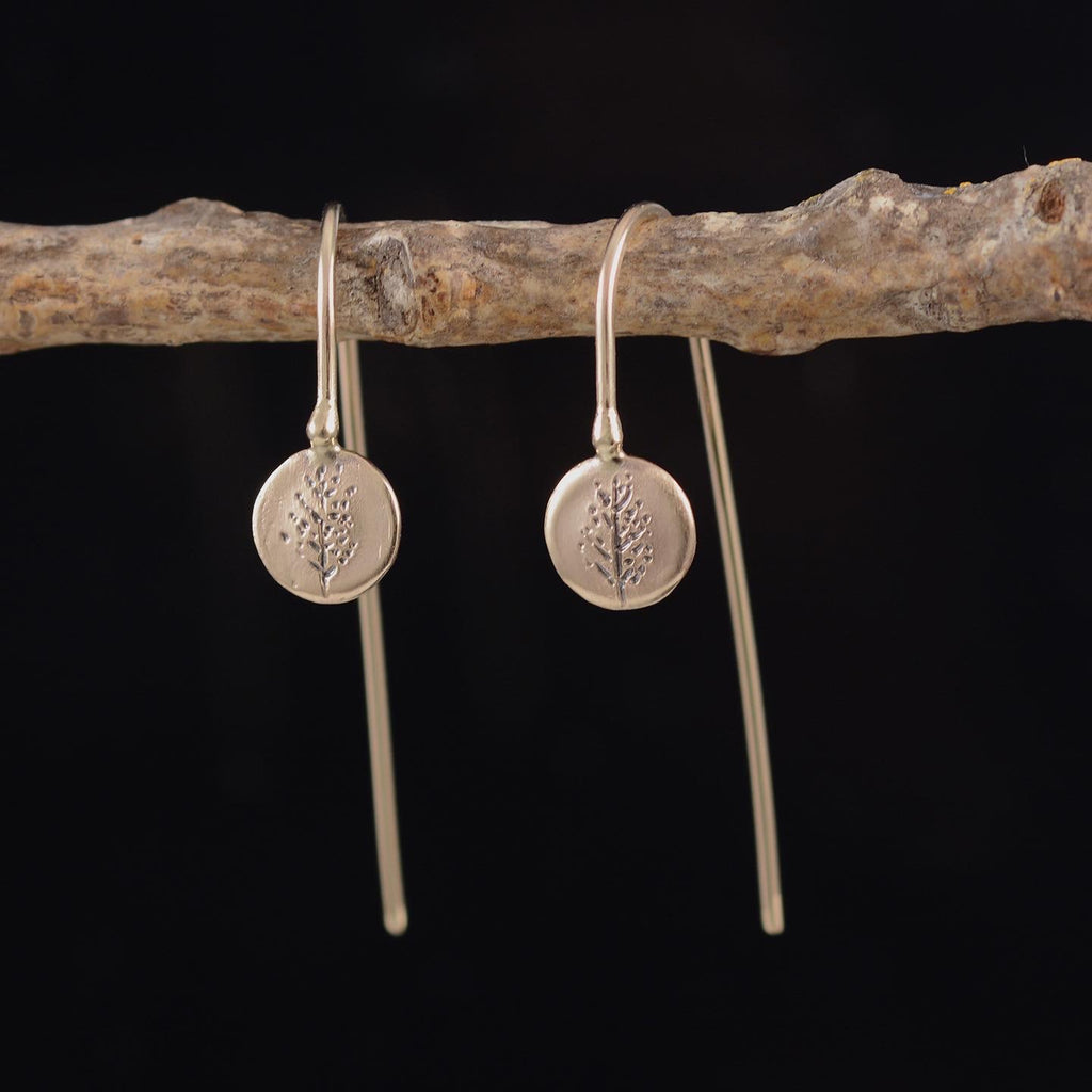 Tiny Deciduous Tree Earrings - 14k Yellow Gold - Ready to Ship