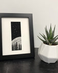 Orion Beyond Space and Time -Trees and Star Trails - Pen and Ink Drawing Print - Beth Cyr Handmade Jewelry