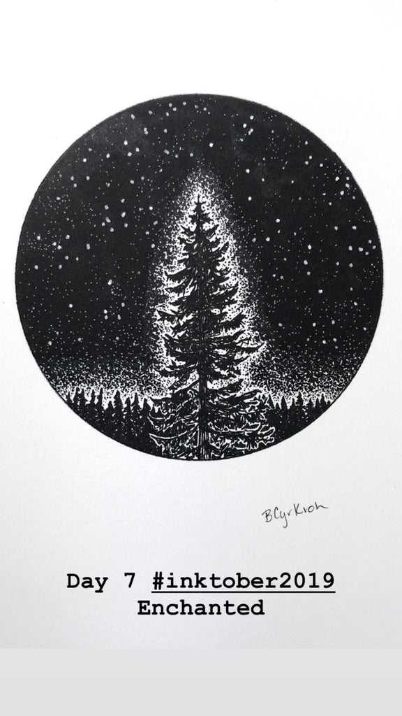 inktober day 7 - enchanted - original drawing - 6” x 8” - ready to ship - Beth Cyr Handmade Jewelry