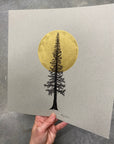 Super Moon and Tall Tree - Grey and Gold Collection