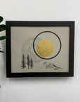 Mountain, Star Trails, Moon and Trees - Grey and Gold Collection
