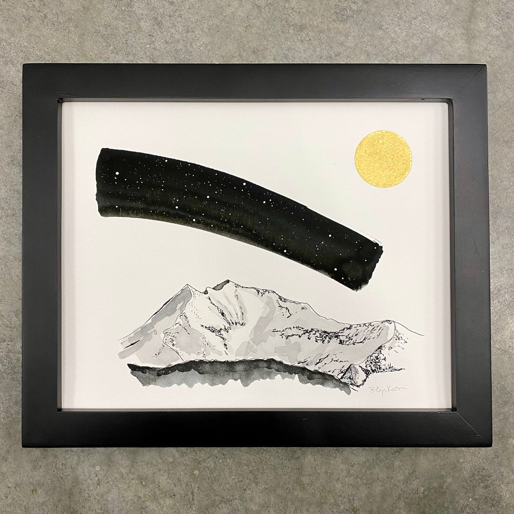 Fan (Fan Mountain) - Art Print - Inktober 2021 - Day 7 - hand embellished