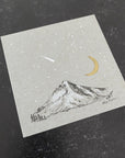 Shooting Star, Mt. Hood, Moon and little Orion - Grey and Gold Collection