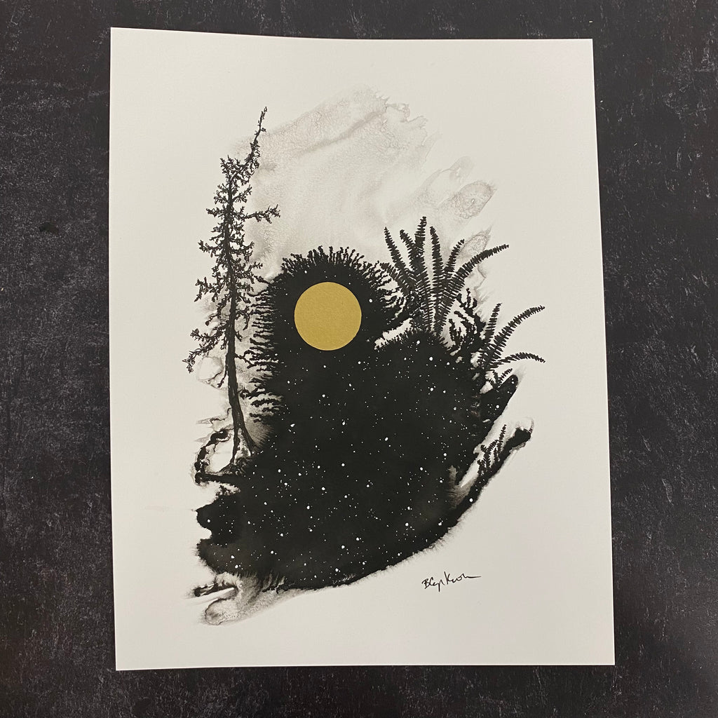 Beauty in the Upside Down 48 - A winding tree and ferns - Original Drawing - 8.5”x11”