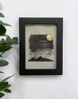Dark and Cloudy Starry Night with Columba (Dove) Constellation and Mountain Silhouette - Grey and Gold Collection