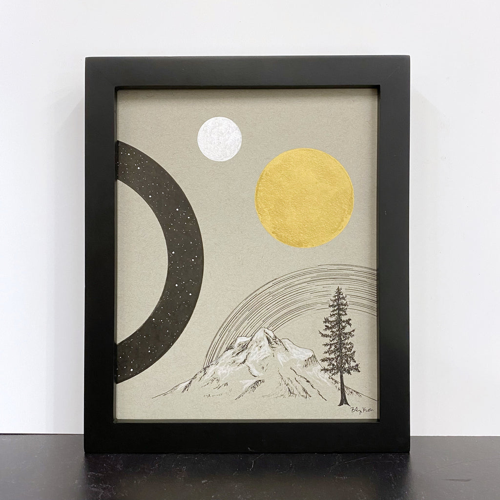 The Waiting Portal - Grey and Gold Collection #70 - Original Drawing - 8" x 10"