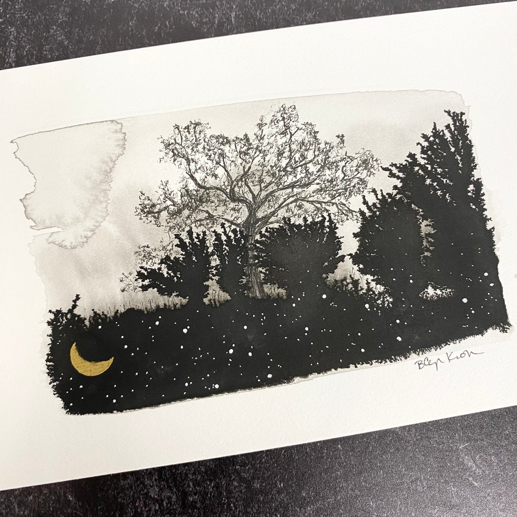 Beauty in the Upside Down 54 - Oak Tree - Original Drawing - 4”x6”