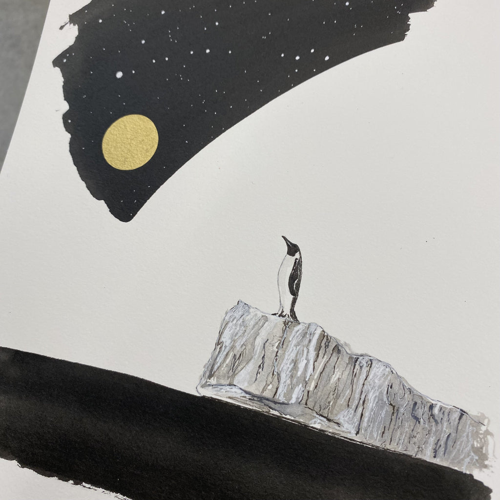 Suit and Knot - Art Print - Inktober 2021 - Day 2 and 4 - hand embellished print