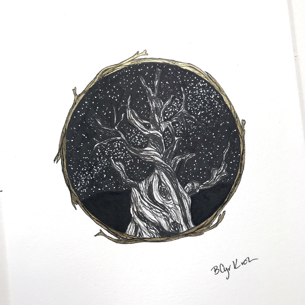 inktober day 23 - ancient - original drawing - 6” x 8” - ready to ship - Beth Cyr Handmade Jewelry