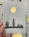 Winter Evening Full Moon - Grey and Gold Collection