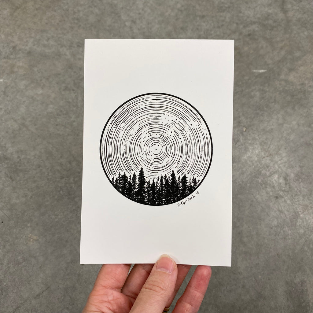 Aquarius Constellation Star Trail Drawing #3 - Pen and Ink Drawing Print