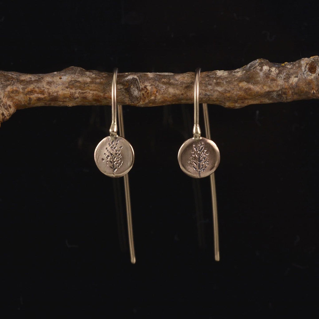 Tiny Deciduous Tree Earrings - 14k Yellow Gold - Ready to Ship