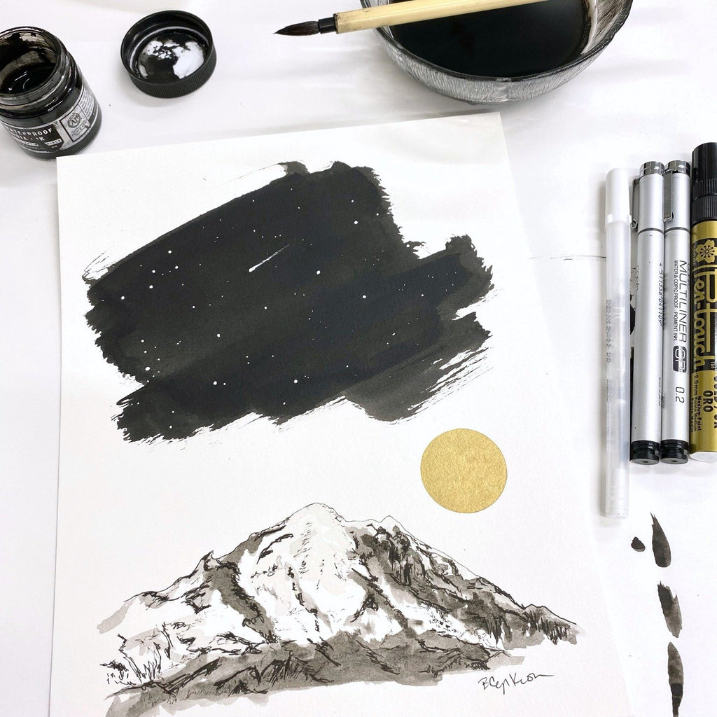 Crystal (Crystal Mountain) Art Print - Inktober 2021 - Day 1 - hand embellished print