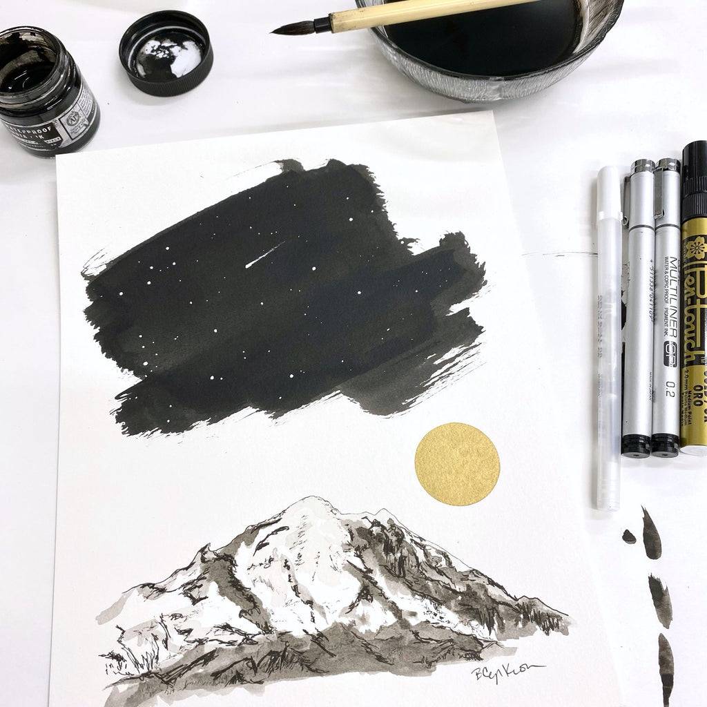 Crystal (Crystal Mountain) - Original Art - Inktober 2021 - Day 1 - pen and ink drawing