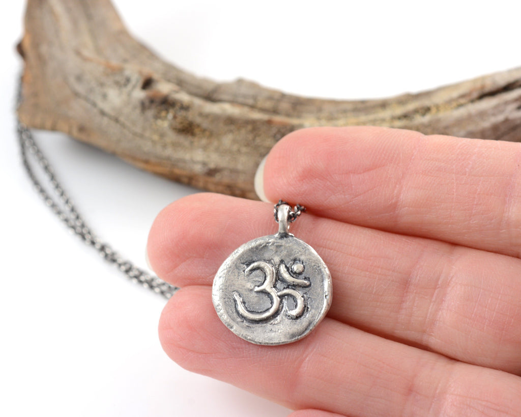 Sterling Silver Om Pendant - (large om design) - Ready to Ship - Beth Cyr Handmade Jewelry