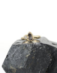 Meteorite Ring with Moissanite in 14k yellow gold - size 4 - Ready to Ship