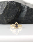 Meteorite Ring with Moissanite in 14k yellow gold - size 4 - Ready to Ship