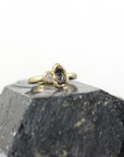 Meteorite Ring with Moissanite in 14k yellow gold - size 4 - Ready to Ship