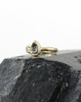 Meteorite Ring with Moissanite in 14k yellow gold - size 4 - Ready to Ship