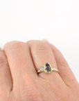 Meteorite Ring with Moissanite in 14k yellow gold - size 4 - Ready to Ship