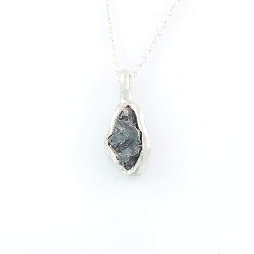 Meteorite Pendant in Sterling Silver #27 - Ready to Ship - Beth Cyr Handmade Jewelry