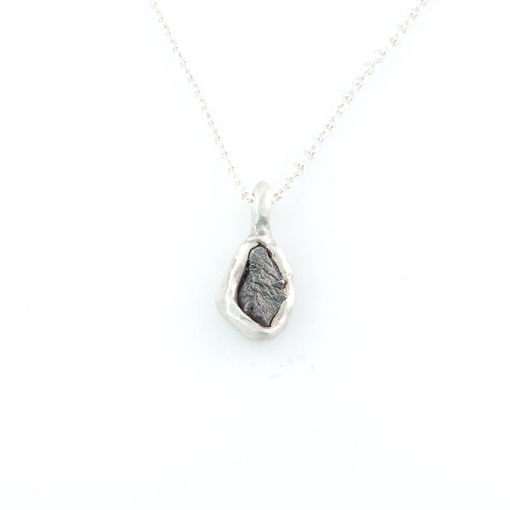 Meteorite Pendant in Sterling Silver #28 - Ready to Ship - Beth Cyr Handmade Jewelry