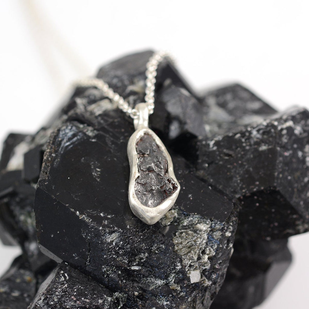 Meteorite Pendant in Sterling Silver - Ready to Ship - Beth Cyr Handmade Jewelry